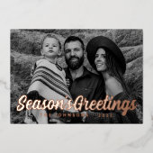 モダンシンプルCursive Script Greeting Family Photo 箔シーズンカード (正面)