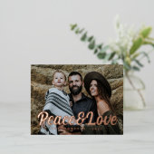 モダンシンプルCursive Script Greeting Family Photo 箔シーズンポストカード (立ち正面)