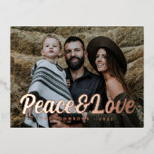 モダンシンプルCursive Script Greeting Family Photo 箔シーズンポストカード (正面)