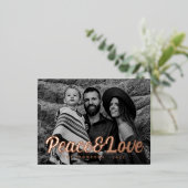 モダンシンプルCursive Script Greeting Family Photo 箔シーズンポストカード (立ち正面)