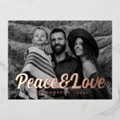 モダンシンプルCursive Script Greeting Family Photo 箔シーズンポストカード (正面)