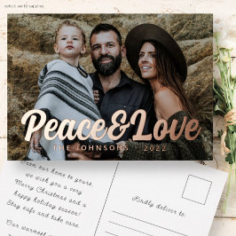 モダンシンプルCursive Script Greeting Family Photo 箔シーズンポストカード