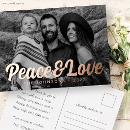 モダンシンプルCursive Script Greeting Family Photo 箔シーズンポストカード