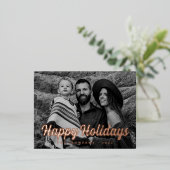 モダンシンプルCursive Script Greeting Family Photo 箔シーズンポストカード (立ち正面)