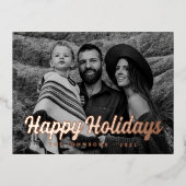 モダンシンプルCursive Script Greeting Family Photo 箔シーズンポストカード (正面)