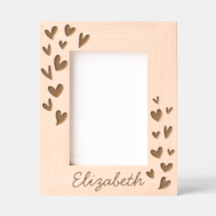 モダンシンプルCuteハートAdd Nameベビー レーザー彫刻フレーム