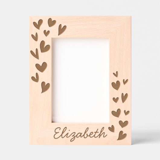 モダンシンプルCuteハートAdd Nameベビー レーザー彫刻フレーム (正面)
