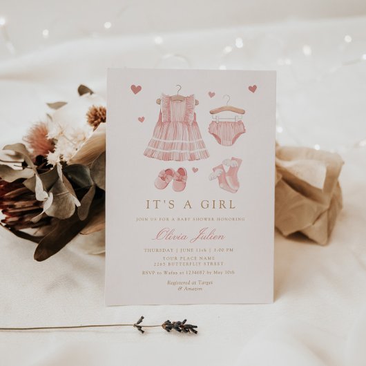 モダンシンプルCute Boho Clothing Girl Baby Shower I 招待状