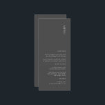 モダンシンプルDark Grayのメ結婚ニュー メニュー<br><div class="desc">このダークモダングレイの色のメニュー結婚は、あなたのウェディングパーティーの装飾にエレガンスのtouchを追加し、錆と砂漠の色合いは秋の結婚式のために素晴らしされる。すべての文字は編集可能でクリック、「このテンプレートをパーソナライズ」でのみ可能。一致するアイテムも利用可能な結婚式招待状スイートを含む。</div>