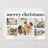 モダンシンプルDark Green Photo Collageクリスマス シーズンカード (正面)