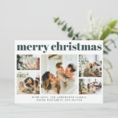 モダンシンプルDark Green Photo Collageクリスマス シーズンカード (スタンド正面)