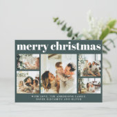 モダンシンプルDark Green Photo Collageクリスマス シーズンカード (スタンド正面)