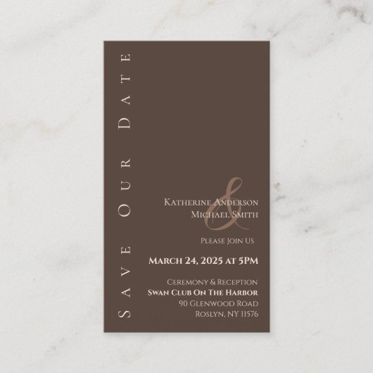 モダンシンプルDate-Country Brownを保存 名刺 (正面)