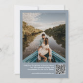 モダンシンプルDusty Blue QRコード写真結婚s 招待状 (裏面)