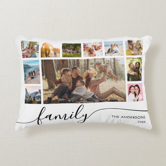 モダンシンプルFamily Photo Collage アクセントクッション (正面)