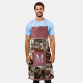 モダンシンプルFamily Photo Collage | モノグラムの エプロン (着用した状態)