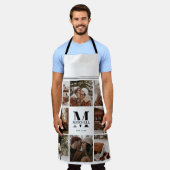 モダンシンプルFamily Photo Collage | モノグラムギフト エプロン (着用した状態)
