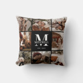 モダンシンプルFamily Photo Collage | モノグラムギフト クッション (正面)