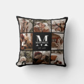 モダンシンプルFamily Photo Collage | モノグラムギフト クッション (正面)