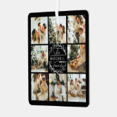 モダンシンプルFamily Photo Collage | モノグラムギフト メタルオーナメント (正面左)