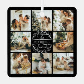 モダンシンプルFamily Photo Collage | モノグラムギフト メタルオーナメント (裏面)