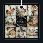 モダンシンプルFamily Photo Collage | モノグラムギフト メタルオーナメント<br><div class="desc">この8フォトコラージュモダンファミリーパーソナライズされたオーナメントは、家族の写真を可愛いトレンディーの記念品に変える完璧な方法である。スタイルにシンプル合わせモダンたエレガントり、デザインとモノグラムを使って完全にカスタマイズ可能。母の日、父の日、誕生日、クリスマス、記念日に贈るのに理想的な感謝していか、または特別な機会のための思慮深い贈り物として結婚、お父様の日、お父様の日に贈る。自分のパーソナライズされた贈り物をスタイリッシュ自分の家や愛する人に最適で有意義に作ろう！</div>