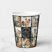 モダンシンプルFamily Photo Collage Monogramパーティー 紙コップ (裏面)