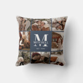 モダンシンプルFamily Photo Collage Navy Blue クッション (裏面)