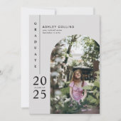 モダンシンプルGray Arch Photo Graduation Party 招待状 (正面)