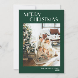 モダンシンプルGreen Merry Christmas写真 シーズンカード