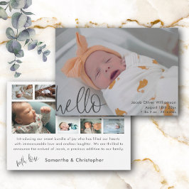 モダンシンプルHelloベビー写真 案内状