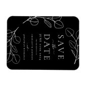 モダンシンプルLeaf Black Wedding Save the Date マグネット (横)