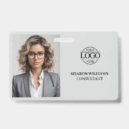 モダンシンプルLight Gray Company Employee Photo バッジ