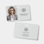 モダンシンプルLight Gray Company Employee Photo バッジ (表裏)