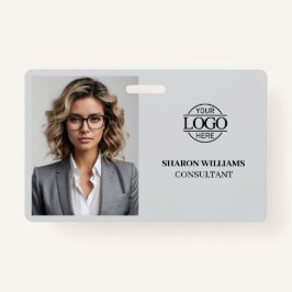 モダンシンプルLight Gray Company Employee Photo バッジ