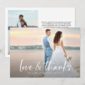 モダンシンプルLoveと感謝してい2 Photos 結婚 サンキューカード (正面/裏面)