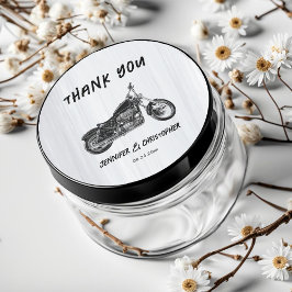 モダンシンプルMotorcycleバイクもしくは自転車に乗る人をテーマ結婚にした ラウンドシール