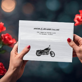 モダンシンプルMotorcycleバイクもしくは自転車に乗る人をテーマ結婚にした 封筒