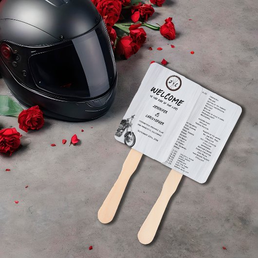 モダンシンプルMotorcycle Adventure結婚式 プログラム ハンドファン