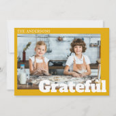 モダンシンプルMUSTARD YELLOW PHOTO Thanksgiving シーズンカード (正面)