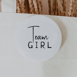 モダンシンプルNeutral Gender Reveal Team Girl 缶バッジ