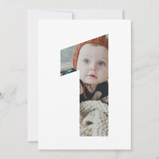 モダンシンプルOne Photo 1st誕生日カスタムCOLOR 招待状 (正面)