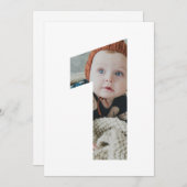 モダンシンプルOne Photo 1st誕生日カスタムCOLOR 招待状 (正面/裏面)