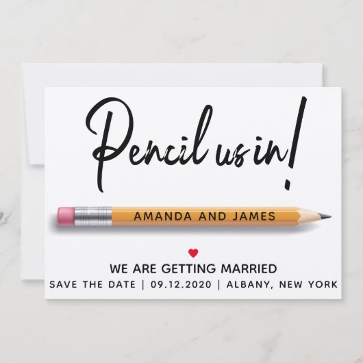 モダンシンプルPencil Us In Cardboard セーブザデート (正面)