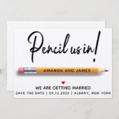 モダンシンプルPencil Us In Cardboard セーブザデート (正面/裏面)