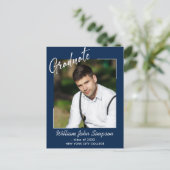 モダンシンプルPHOTO卒業パーティー招待状 ポストカード (スタンド正面)