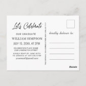 モダンシンプルPHOTO卒業パーティー招待状 ポストカード (裏面)