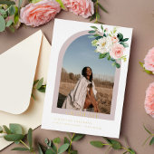 モダンシンプルPhoto Arch卒業バラGold Foil I 箔招待状