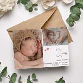 モダンシンプルPhoto Collageハートありがとうございます誕生 案内状