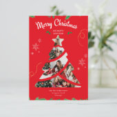 モダンシンプルPhoto Collage Christmas Tree Holiday 招待状 (スタンド正面)